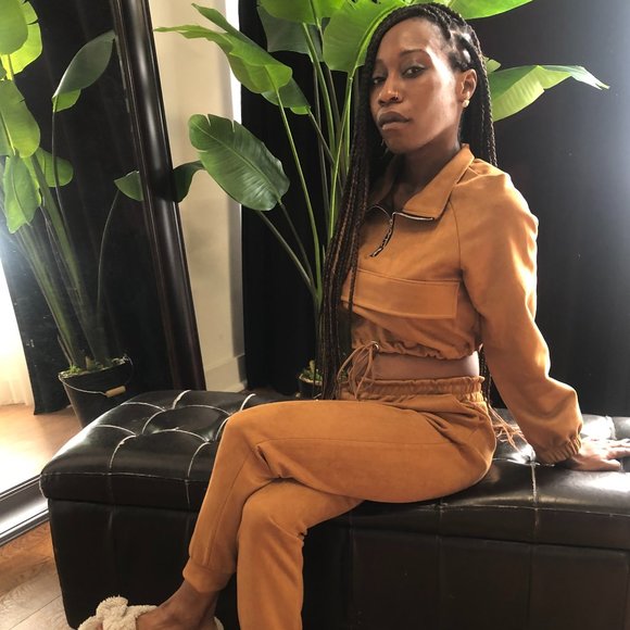 (NWT) Faux Suede Two-Piece Jogger Set - Picture 4 of 8